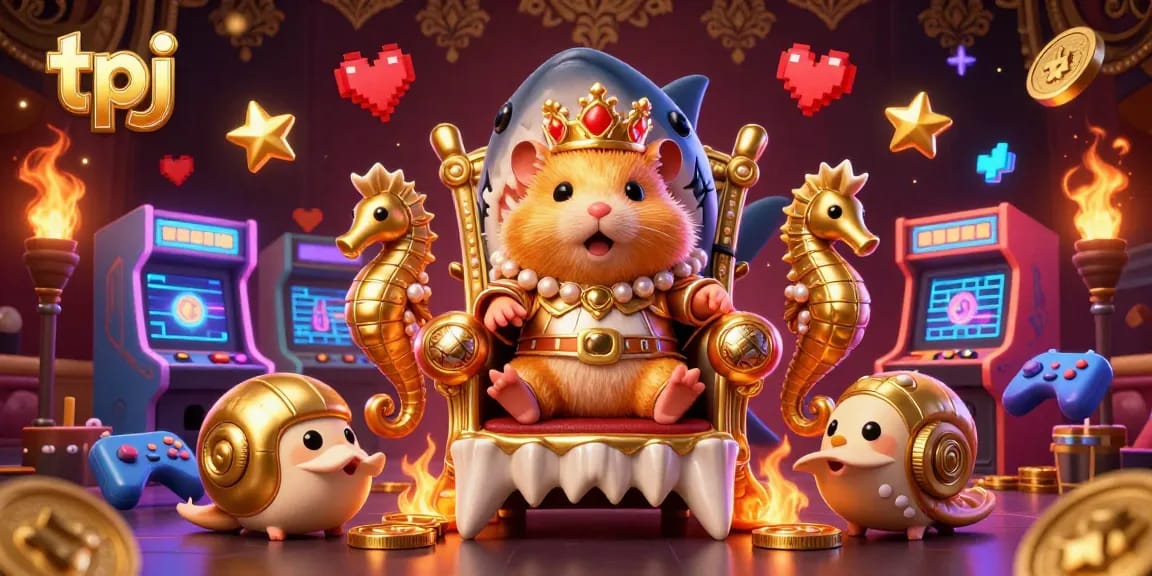 Engage with tpj's 3D casino fantasy featuring a hamster king and vibrant gaming elements.