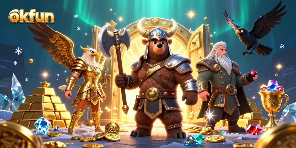 Spin the reels at okfun with a Viking berserker, Valkyrie, and treasures galore!