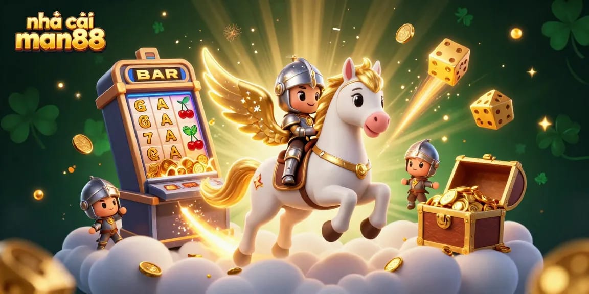 Engage with nhà cái man88 through this vibrant 3D casino illustration featuring exciting game elements.
