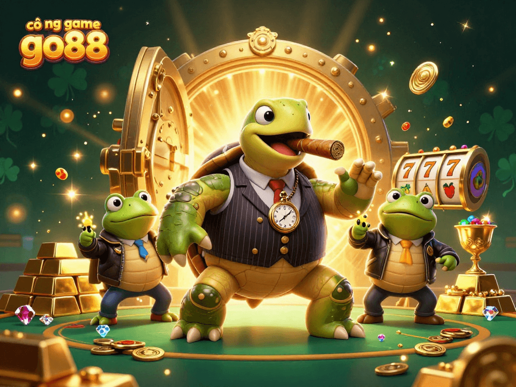 Engage in the thrill of cổng game go88 with a vibrant casino scene featuring unique characters.