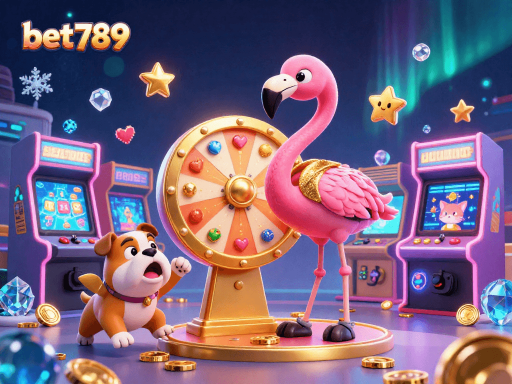 Experience the excitement of winning at bet789 with a vibrant game show scene featuring animated characters.