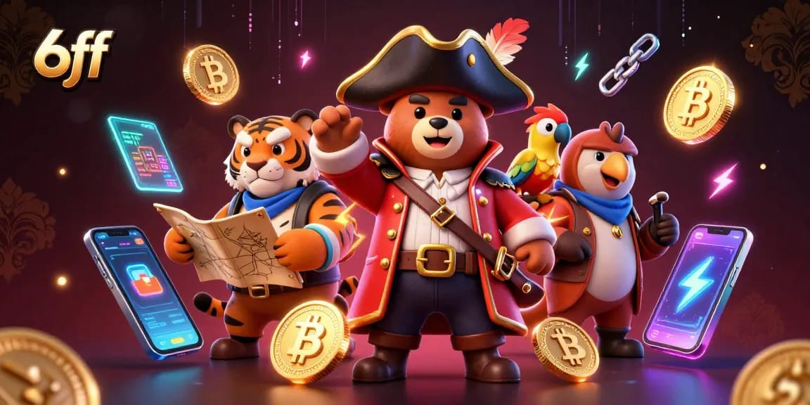 Experience thrilling games at 6ff with a vibrant pirate-themed casino scene featuring 3D elements.