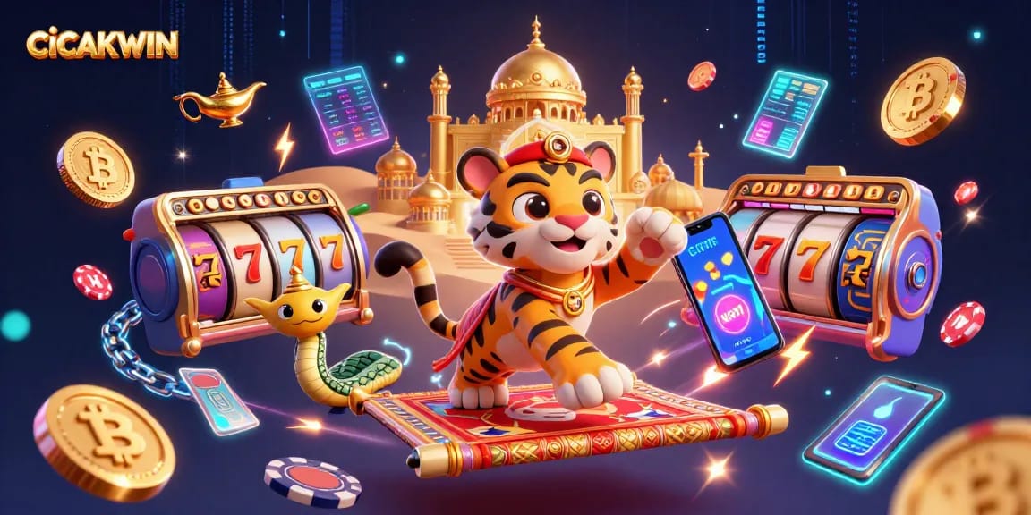 CICAKWIN promotes an engaging online casino experience with a rich Arabian Nights theme, full of excitement and vibrant elements.