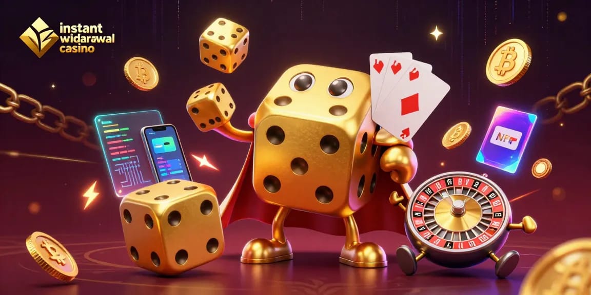 Engage in the excitement of the instant withdrawal casino with lively 3D elements and dynamic crypto visuals.