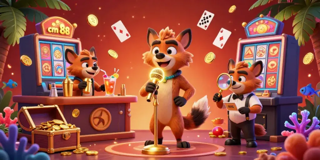 Experience laughter at the cm 88 comedy casino with hyena characters enhancing the atmosphere.