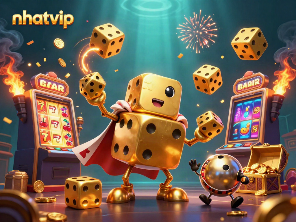 Engage with nhatvip's vibrant casino world, featuring golden dice and exciting games