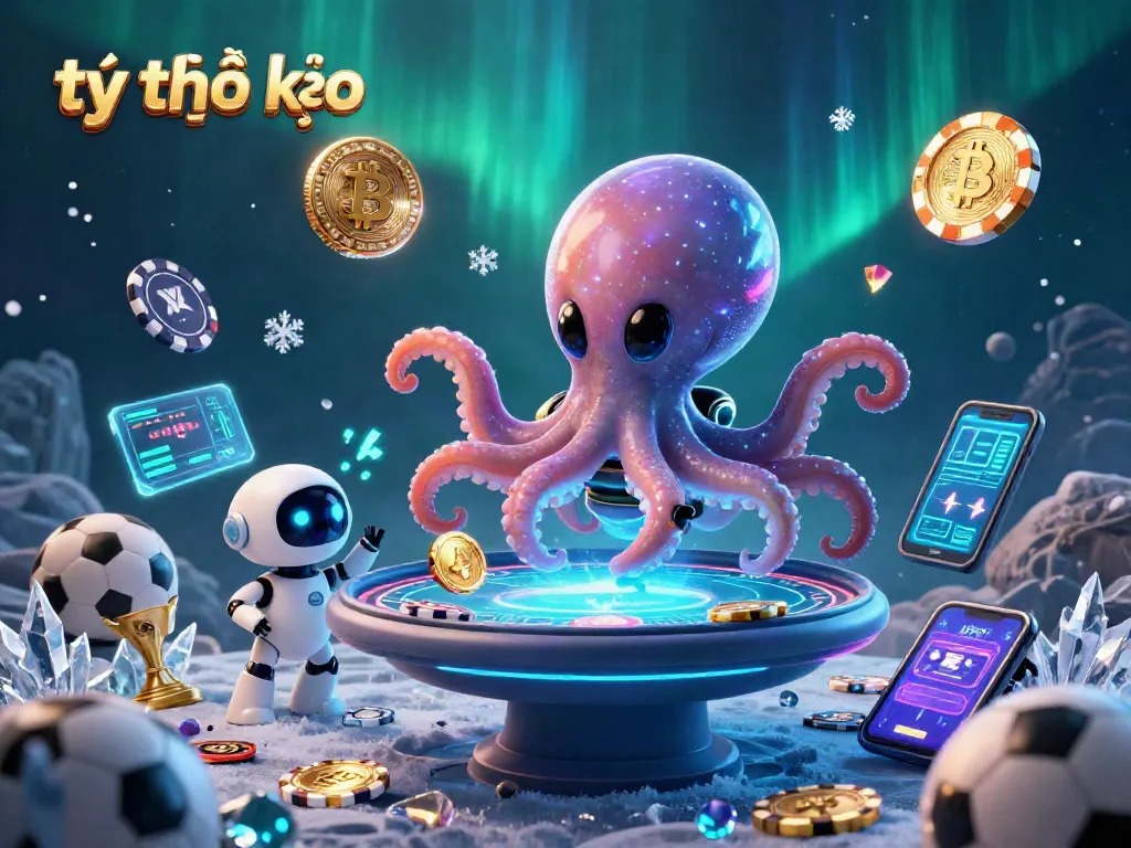 Engage in sport betting strategies with the illustration of tỷ lệ kèo in a cosmic casino setup.