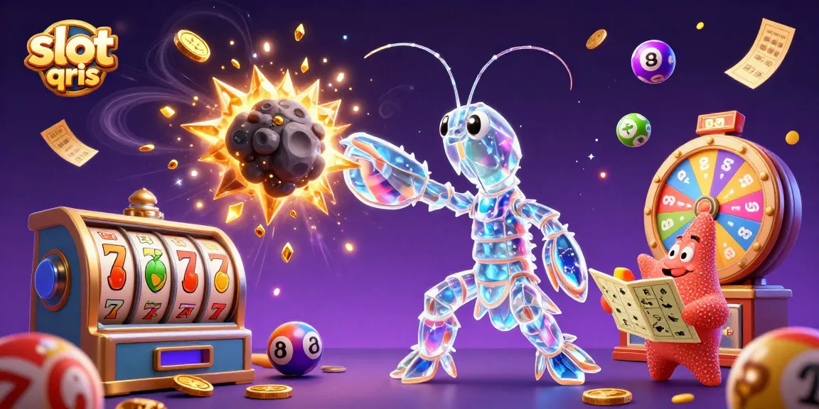 Engage with slot qris through vibrant slot reels and exciting lottery elements in this action-packed scene.