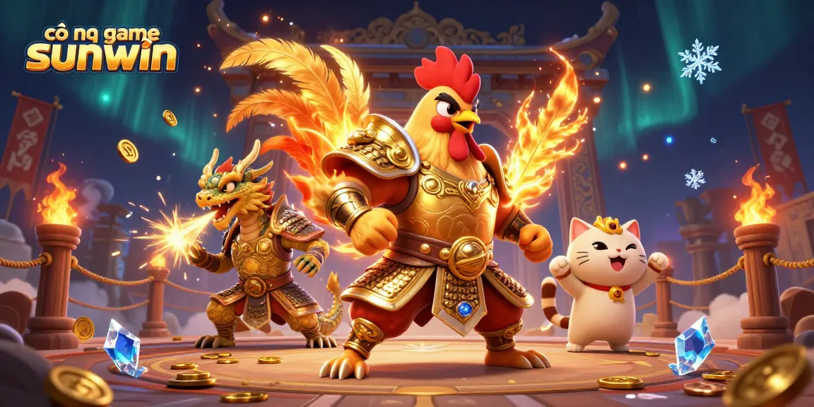 Experience the thrill at cổng game sunwin featuring a dynamic casino battle scene with vibrant characters.