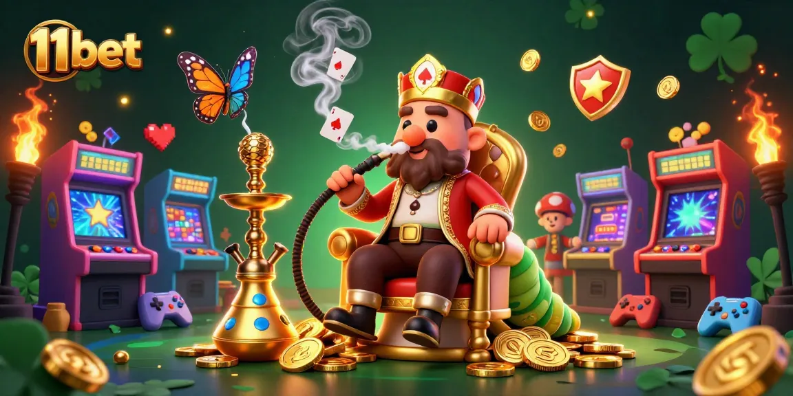 Engage with 11 bet in a vibrant 3D scene featuring a whimsical caterpillar and casino elements