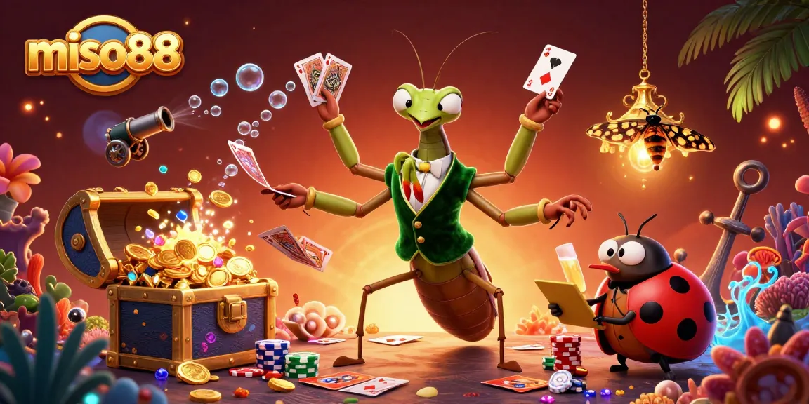 Experience the excitement of miso88 with a vibrant 3D casino scene featuring a card sharp and pit boss.