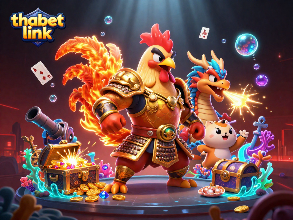 Experience the thrill of gaming with thabet link, featuring a dynamic scene of adventure and fortune.
