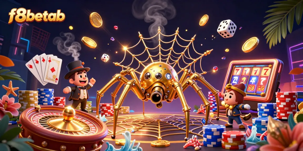 Experience excitement at f8betab with gaming elements and a steampunk twist in a vibrant casino scene.